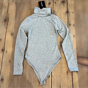 PRETTYLITTLETHING Gray Turtleneck Bodysuit